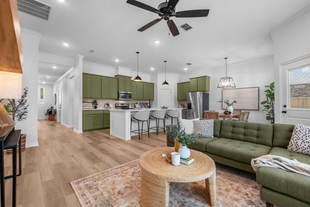 Open concept living room in a Sidar Builders home in Tyler TX
