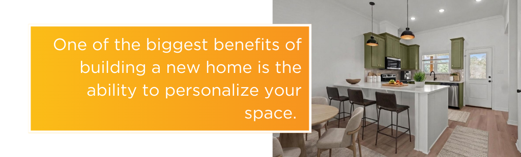 Modern kitchen in a new construction home in Tyler Texas