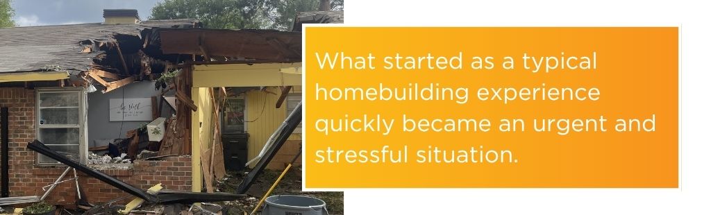 Storm damage to home in Tyler Texas after severe weather